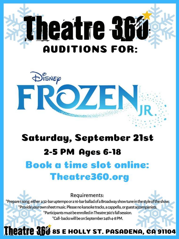 Auditions for Disney's Frozen Jr. at Theatre 360