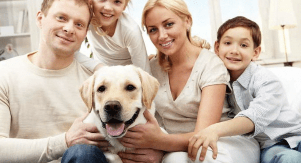 Family with family pet