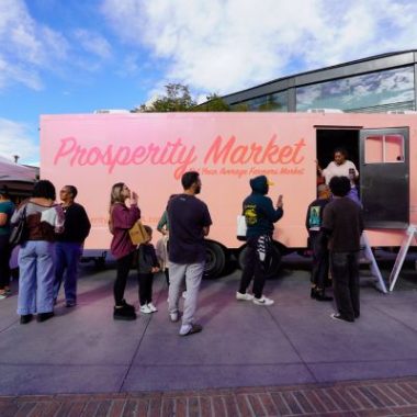 Families shopping at Prosperity Market launch event at Earle’s on Crenshaw in Los Angeles